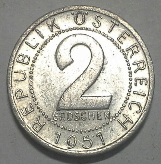 2 гроша 1951 Австрия