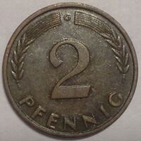 2 пфеннинга 1962 G Германия.  ФРГ