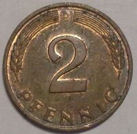 2 пфеннига 1980 D Германия. ФРГ