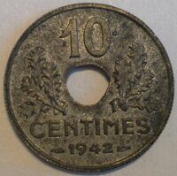10 сантимов 1942 Франция. (Виши)