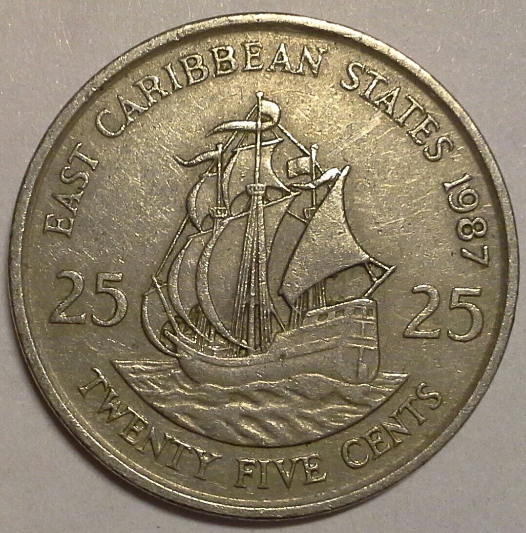 25 центов 1987 Восточные Карибские территории