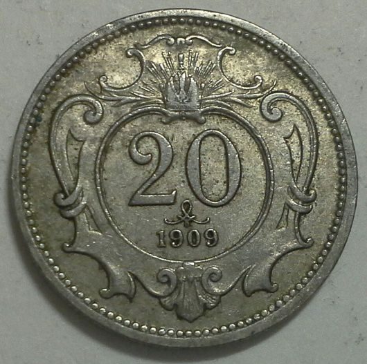 20 геллеров 1909 Австрия
